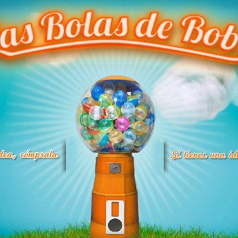 Máquina de bolas clásica con la leyenda "Las Bolas de Bob"