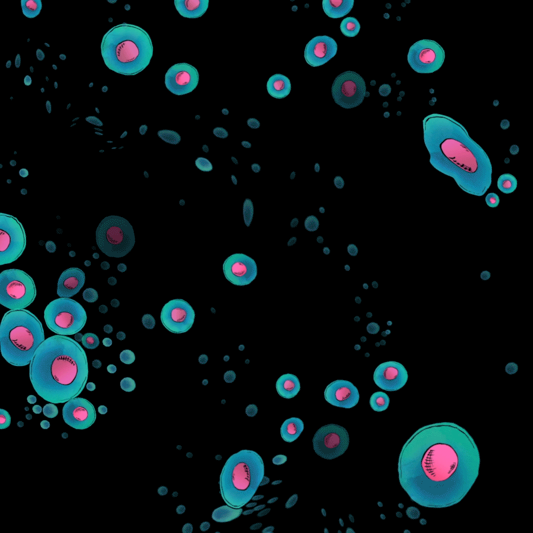 detalle de células diseñadas para el rodaje de Kata contra el cáncer.
